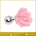 Rosa de resina 3D barra rosa cartílago trago pendiente de calibre 16
